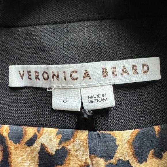 Veronica Beard Black Jacket with Animal Print Accent - Picture 2 of 8